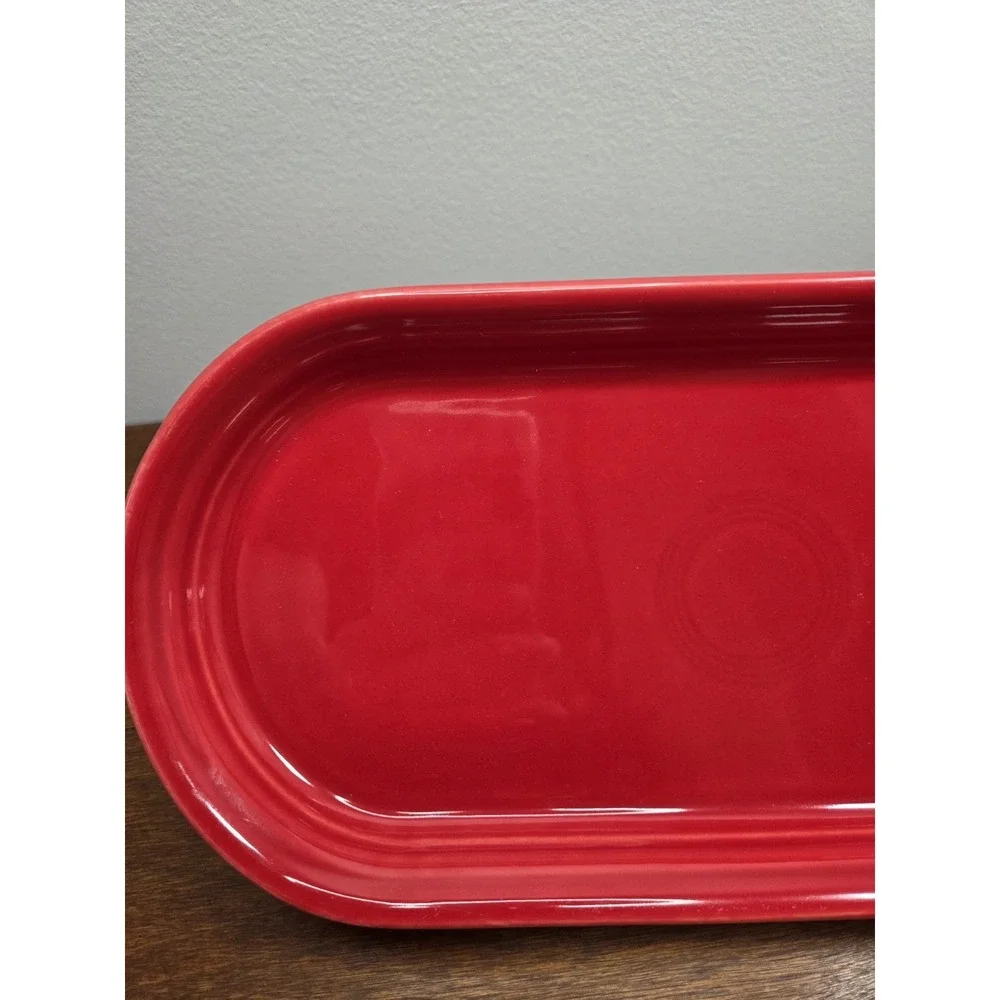Collectible Fiestaware Scarlet Red Bread Tray Homer Laughlin China - Picture 6 of 6